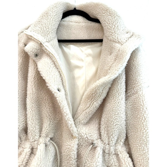 Dazy Size XL Lined Ivory Beige Soft Sherpa Fleece Teddy Drop Shoulder Jacket - Picture 5 of 8